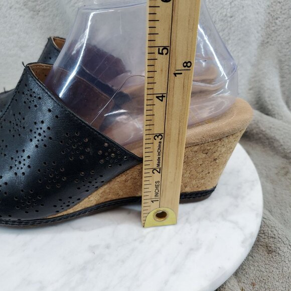 Clarks Shoes Womens Size 9 Black Leather Helio Corridor Wedge Sandals - Picture 4 of 10
